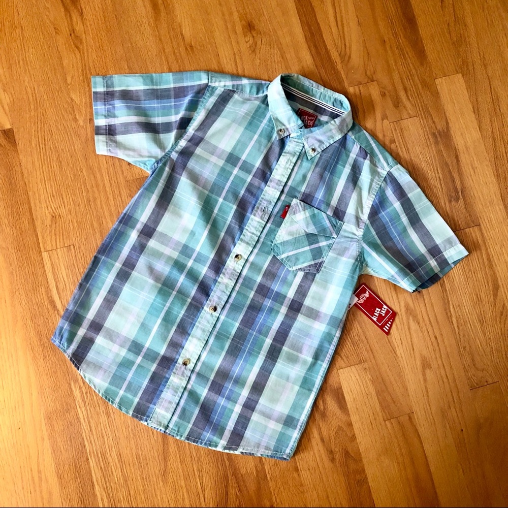 Black Jack Button down shirt sleeve shirt. Boys L